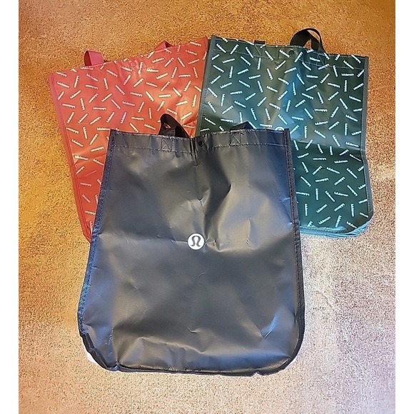 Lululemon Reusable Big Shopping Tote Bag 16x14x6 Snap Closure Lot Of 3 - Picture 1 of 1